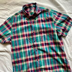 Club Monaco madras plaid short sleeve mens size large